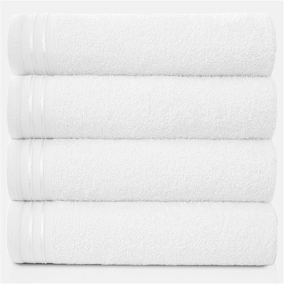 GC GAVENO CAVAILIA Large Towels Bath Sheet - Highly Absorbent Egyptian Cotton Towel Set - 4 Pack Extra Soft Large Bath Towel White - Quick Dry Bath Sheets - 450 GSM Washable Towels, 75X135 Cm