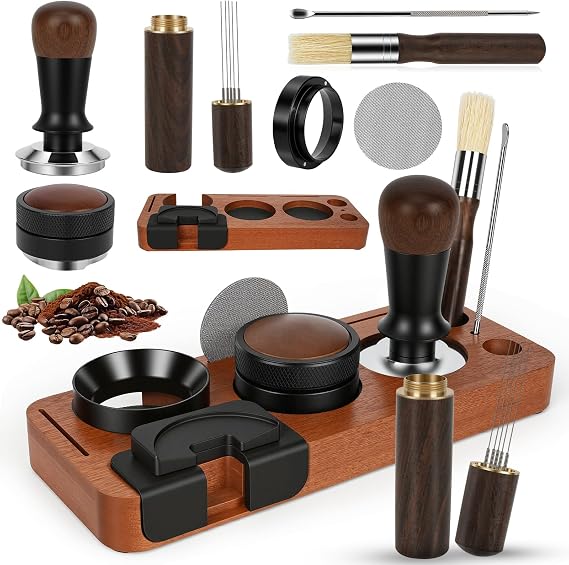 Y-Step 8 PCS Espresso Accessories Kit - 51mm Coffee Tamper Set with Distributor, Espresso Tamping Station, WDT Tool & Dosing Funnel, Puck Screen, Fit for 51mm Portafilter- Professional Barista Tools