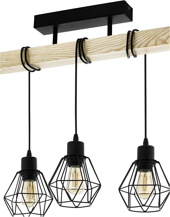 Eglo Ceiling Light Fitting Townshend 5, 3-Light Vintage Pendant Lighting