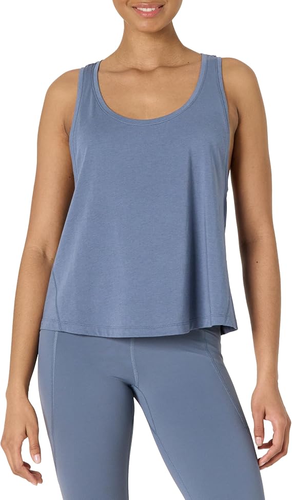 Amazon Essentials Women's Active Soft Cotton Racerback Relaxed Fit Lightweight Yoga Workout Tank with Drop Armholes