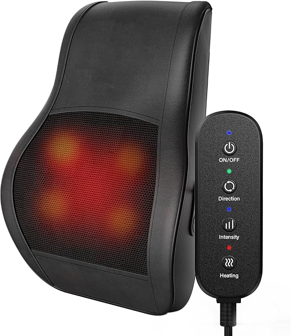 Back Massager with Heat, Deep Tissue 3D Kneading Massage Remote-K3P