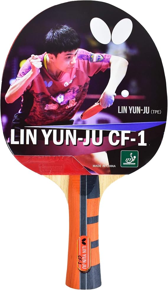 Butterfly Lin Yun-Ju Shakehand Ping Pong Paddle Lightweight Provides Advanced Control for Table Tennis Players, Recommended for Beginners