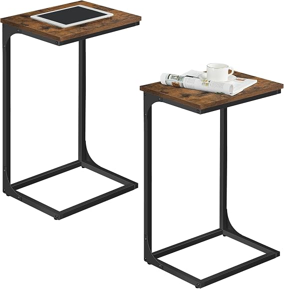 VASAGLE C-Shaped Side Tables, Set of 2, Metal Frame, Modern Basic