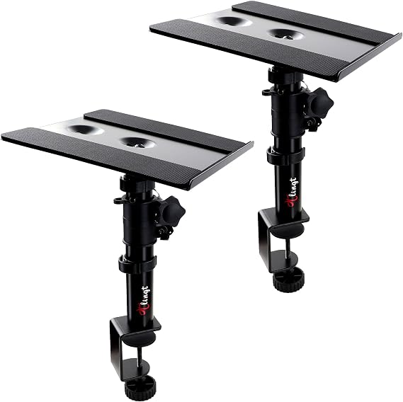 Speaker Stand Desktop Small Clamp Monitor Speaker Stand | Tabletop 24×22.5cm | Height Adjustment 22-36cm | Angle Adjustment ±10° | Load Capacity 15kg | Space-saving Speaker Stand Type 2-Piece