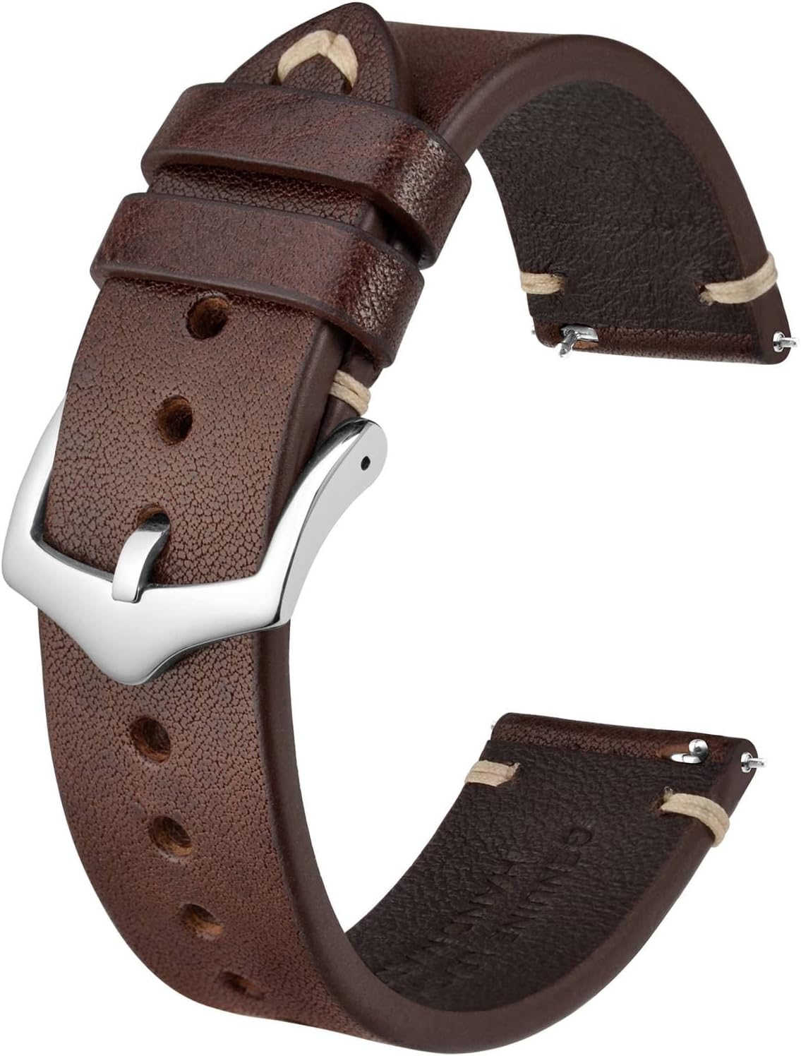 BISONSTRAP Watch Strap for Men Handmade Stitching Leather Strap Quick Release 18 mm 20 mm 22 mm