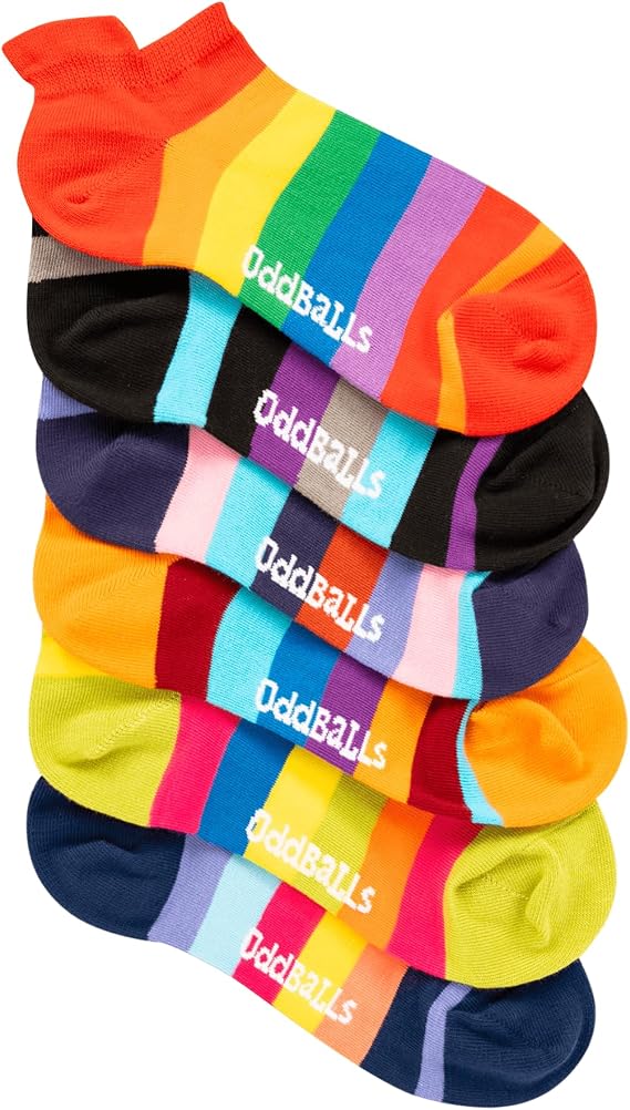 OddBalls Ankle Socks, 6 Pack - Patterned, Cotton, Low Cut for Everyday Fit