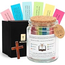 Bible Verse Glass, Christian Gift for Women and Men, Daily Scripture, Prayer Request Hope, Color Coded Bible Verses in a Jar, Religious Christmas Bible Gift for Women and