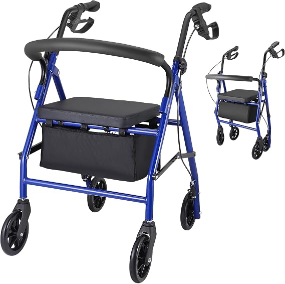Folding Rollator Walker with Seat Modell 2026, Adjustable Height(76.5-87cm)