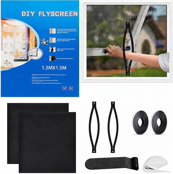 Window Fly Screens 2 Pack 130x150cm with Zipper Closure