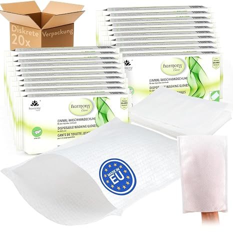 Harmony Care - 1000 x soft disposable wash mitts made of spunlace disposable washcloths for adult care and babies extra thick irritation-resistant washcloths disposable dry