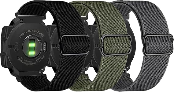 Garmin Instinct/Instinct 2 Solar, Garmin Instinct ile Uyumlu 3 Paket Esnek Naylon Bantlar, Garmin Instinct Taktik/Güneş/Gelgit/Esports için 22 mm Spor Nefes Alabilir Bileklik