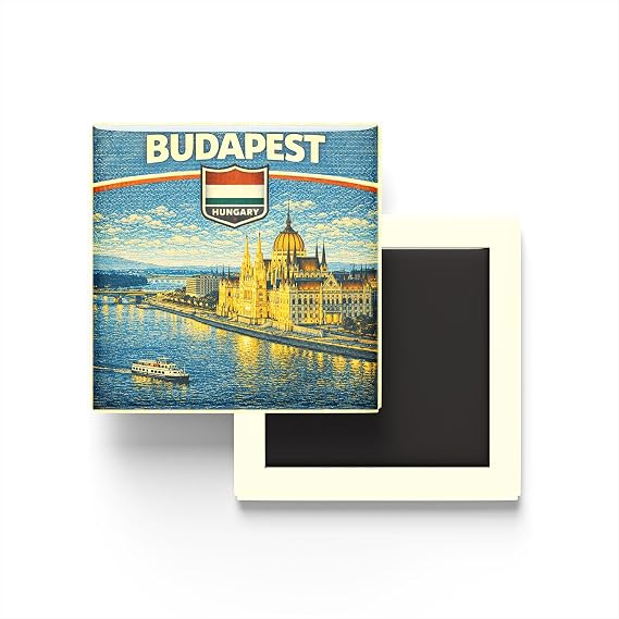 Retro Macaristan Budapeşte Şehri Temalı Vintage Buzdolap Magneti – 9x9 cm