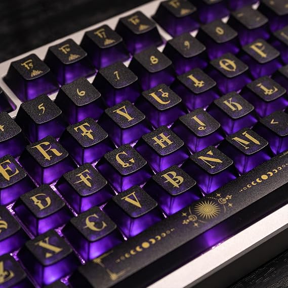 Clear Keycaps, Fog Translucent Keycap, Cherry Profile Backlit Keyboard Keycaps Set, Custom Shine Through Key Cap for 60% 65% 75% 100% MX Switches Mechanical Gaming Keyboards(155 Keys, Magic)
