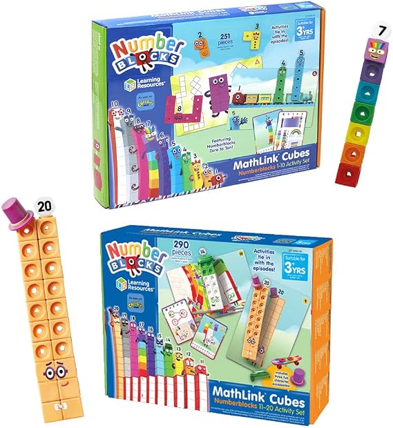 Learning Resources MathLink Cubes Numberblocks 1-10 & 11-20 Activity Set Bundle, Early Years Maths Learning, Build, Learn & Play in the Classroom & at Home, Ages 3+