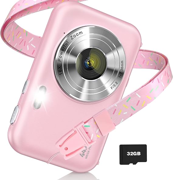 Digital Camera, Digital Camera, 44 Million Pixels, Toy Camera, Kids Camera, 1080P, 44 Million Pixels, 16x Zoom, Image Stabilization, Self-Timer, Continuous Shooting, Mini Camera, Lightweight, Students