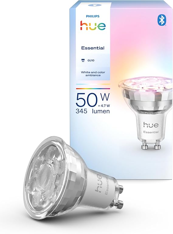 Philips Hue Essential 4.7W GU10 345 Lumen Renkli Akıllı Spot Ampul - 15.000 Saat Ampul Kullanım Ömrü [Enerji Sınıfı F]