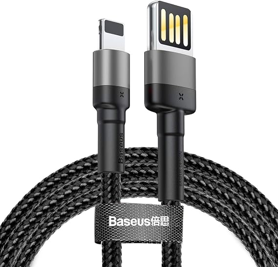 Baseus Cafule Special Edition, USB-A & Lightning 2.4 A Şarj & Data Aktarım Kablosu,1 Metre, Gri - Siyah, ‎CALKLF-GG1