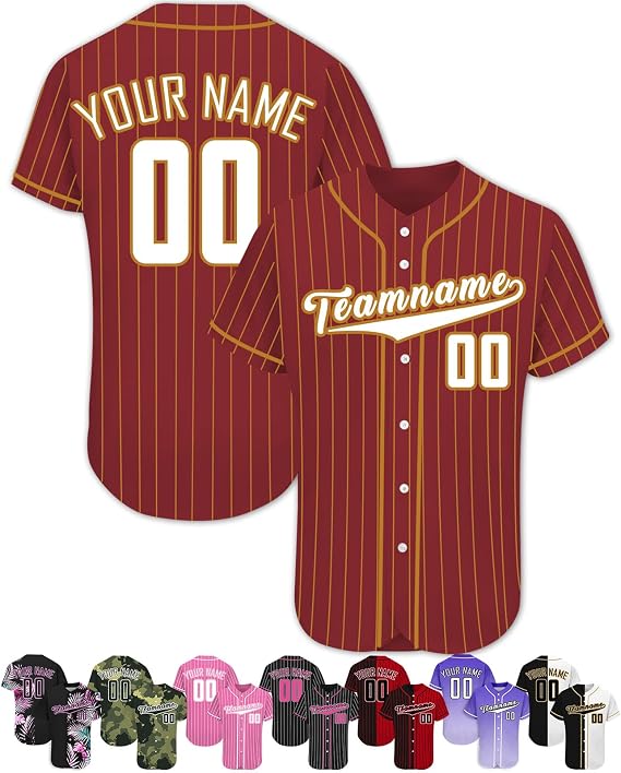 Custom Baseball Jersey Personalised Printed Teamname Number Customised Shirts Sport Uniform for Men,Women,Youth
