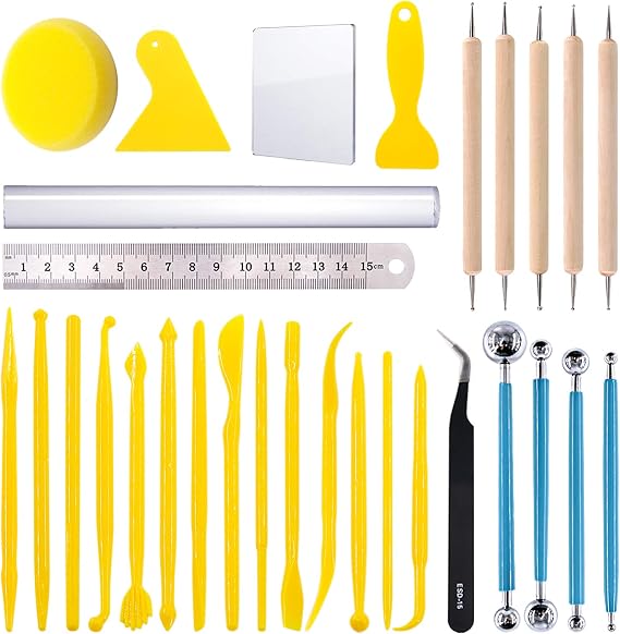 Swpeet Clay Modeling Tool Kit, Ball Pointer Tool, Ceramic Tools, Rubber Tip Pens, Plastic Clay Tools, Clay, Ceramic.