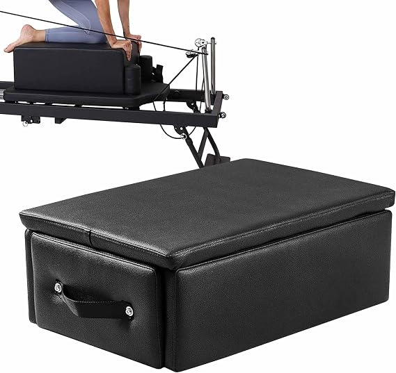 Pilates Sitting Box for Reformer Pilates Reformer Accessory for Seated Kneeling, Prone, Core & Stretching Exercises, Home Gym & Studio Use