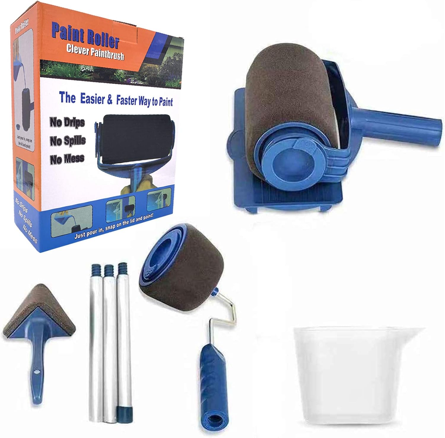 9PCS Paint Roller Kit, Professional Paint Rollers Tray Set with Paint Brushes, Roller Sets for Painting Walls & Ceilings with Emulsion Home Decorating Kit(9PCS)