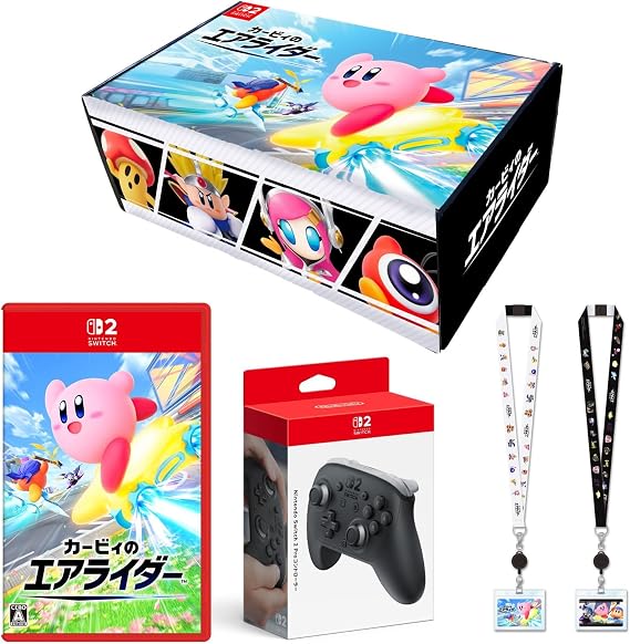 オリジナルデザインBOX入りカービィのエアライダー -Switch2 ＆ 任天堂純正品Nintendo Switch 2 Proコントローラー & 特典 オリジナルネックストラップIDカードホルダー付き 同梱