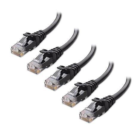 Cable Matters 5-Pack 10Gbps Snagless Cat 6 Ethernet Cable, 2.1m, Black