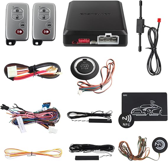 Top Rolling Code PKE Car Alarm System with Passive Keyless Entry Push Button Auto Start Touch Password Entry Backup
