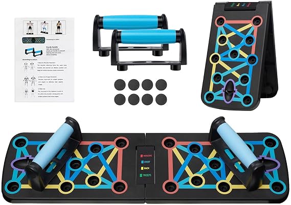 17 in 1 Push Up Board, Foldable Press Up Board Multi-function Home Workout Equipment, Burn Fat Strength Training Equipment for Effectively Exercise the Muscle of the Upper Body