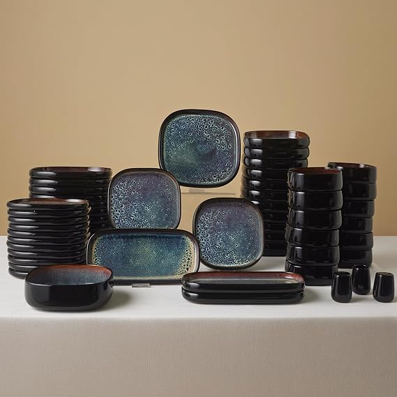 Karaca Earth Collection Galactic Shiny Black 55 Parça 12 Kişilik Yemek Takımı