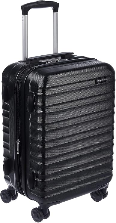Amazon Basics Small Hardside Suitcase - ABS Expandable Carry-On Luggage with 4 Swivel Double Wheels - Scratch Resistant and Lightweight - 55 x 37.5 x 25.4 cm - Black