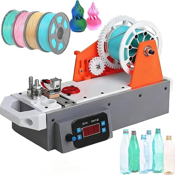 Desktop 3D Printer Filament Extruder Machine, Digital Temp Control, PET Bottles Recycler for Home, Studios, DIY Makers