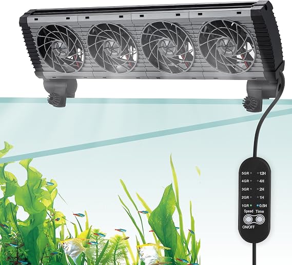BAOSHISHAN Aquarium Chiller, Powerful Fish Tank Cooling Fan with Adjustable 9-Speed Controller, 180° Rotation Angle Aquarium Cooler Fan