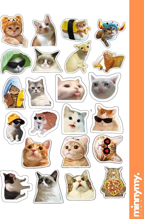 Kedi Koleksiyonu Sticker Seti, Ajanda ve Günlük için, Kendinden Yapışkanlı, Dekoratif, 10x20 cm, Planlayıcı ve Bullet Journal Süsleme, Scrapbooking