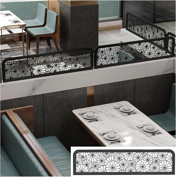 Generisch Yemek alanları için cam bölme duvarı - Ofis ve restoran için içi boş desenli siyah metal tezgah panelleri - çizgili cam tasarım (40 x 100 cm)