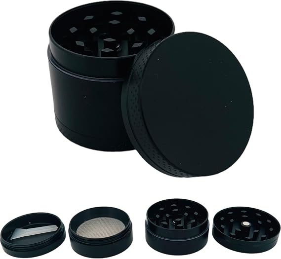 GRINDER Parçalayıcı Metal baharat öğütücü herb spice 4 katmanlı 40MM / 50MM / 63MM (SIYAH, 40MM)