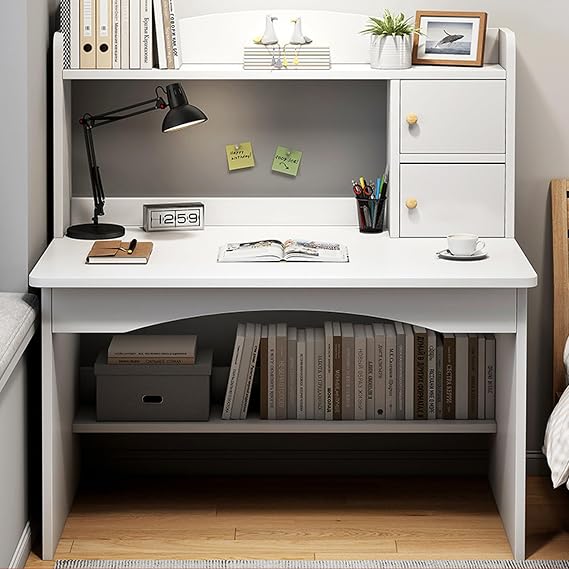 Large Computer Desk For Home Office, Standing Desk, Wood Desk With Shelves Storage, Easy To Assemble Writing Desk For Students - Bedroom Furniture, Executive Desk