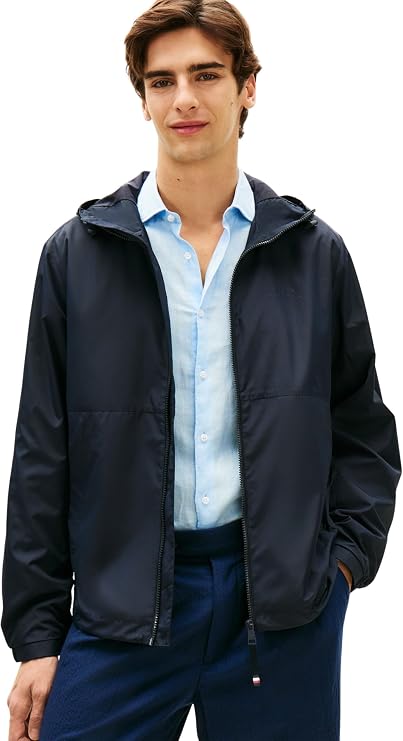 Tommy Hilfiger Men's Windbreaker Jacket Branded Hooded Sporty