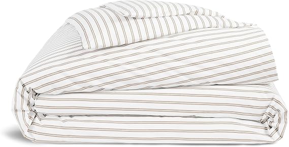 Brooklinen パーケール デュベカバー 冷却 - ツイン/ツインXL、ストライプペブル