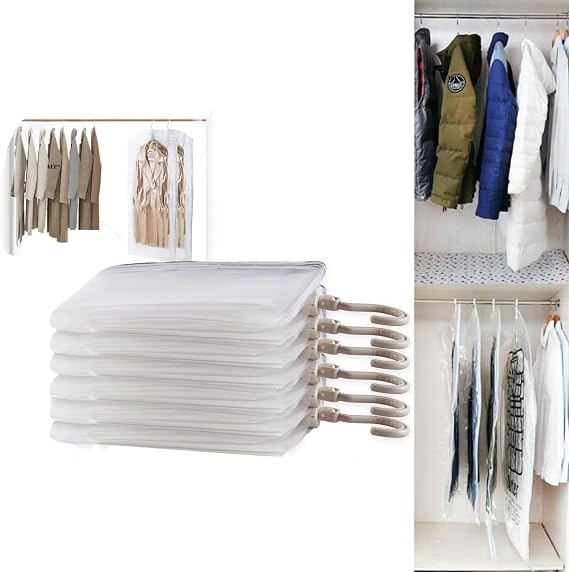 AEE® 3'lü Askılı Vakumlu Hurç Elbise Torbası Kılıfı 145x70 105x70 90x60 Vakumlu Gamboç Kıyafet Koruma ve Saklama Çantası Dolap Düzenleyici Organizer