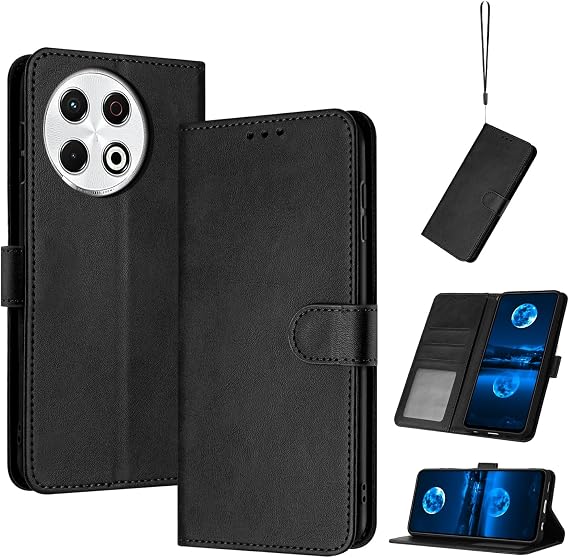 Compatible with Tecno Spark 30 Pro 4G Leather Case,Compatible with Tecno Spark 30 Pro 4G KL7 Case PU Leather Phone Flip Cover Black