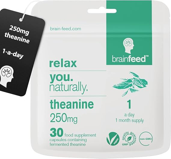 Natural L theanine Relaxation Aid | 250mg L-theanine GABA Alternative (30)
