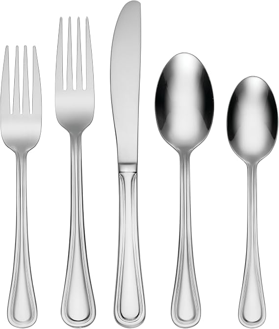 Oneida Tress Flatware Collection, 62-Piece Flatware Set with Serving Pieces, Service for 8