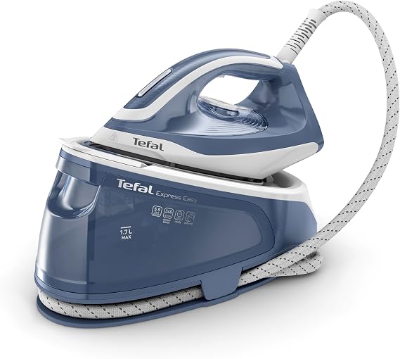 Tefal Express Essential Steam Generator Iron, 5.9 Bar, White and Blue