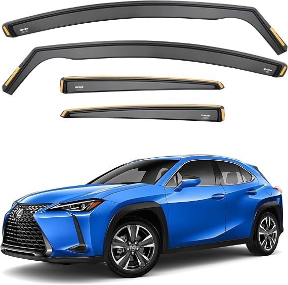 ISPEED Wind Deflectors for LEXUS UX 2019-2026 5 Door SUV 4pc Set - Keep Your Car Ventilated In Rain - Reduce Wind Turbulence - Tinted In-Channel Type