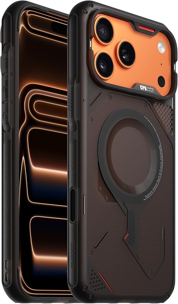 Aulumu A17 Rugged Case iPhone 17 Pro için, MagSafe uyumlu, entegre düşme koruması, dokunmatik tuşlar, askeri kalitede dış mekan tasarımı, siyah