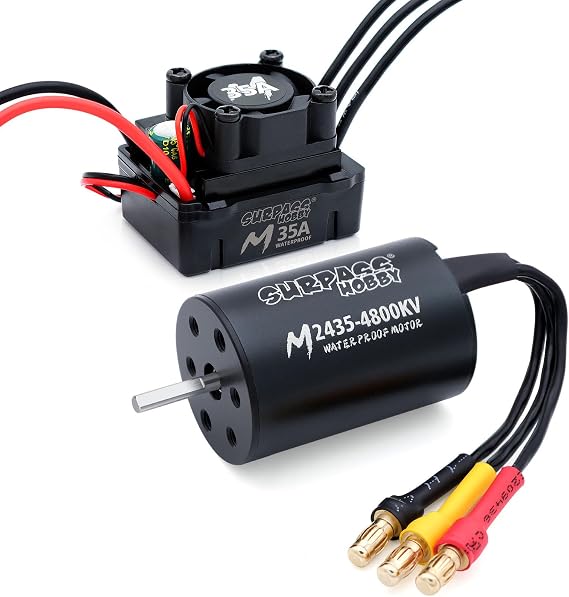 SurpassHobby RCブラシレスモーター ESCコンボ 防水 2435 4800KV ブラシレスモーターと35A ESCコンボセット 1/16リモートコントロールカー トラック オフロード車用