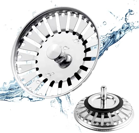 2 Pack Kitchen Sink Plug,Stainless Steel Sink Plug,Sink Plug Strainer-84MM