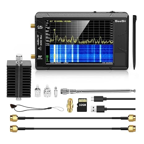 Spectrum Analyzer, Ultra Spectrum Analyzer with 25W Attenuator 4" TFT Display 100kHz to 5.3GHz with 32GB Card Version V0.4..1