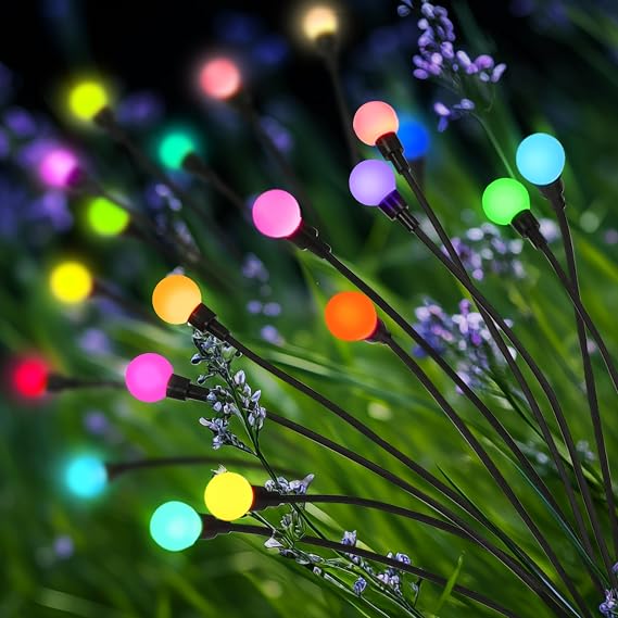 Solar Lights Outdoor Garden, 20 LED Firefly Outdoor Garden Lights Waterproof, Solar Powered Swaying Light for Pathway, Yard, Patio Decoration (2 Pack,Colorful) [Energy Class A]